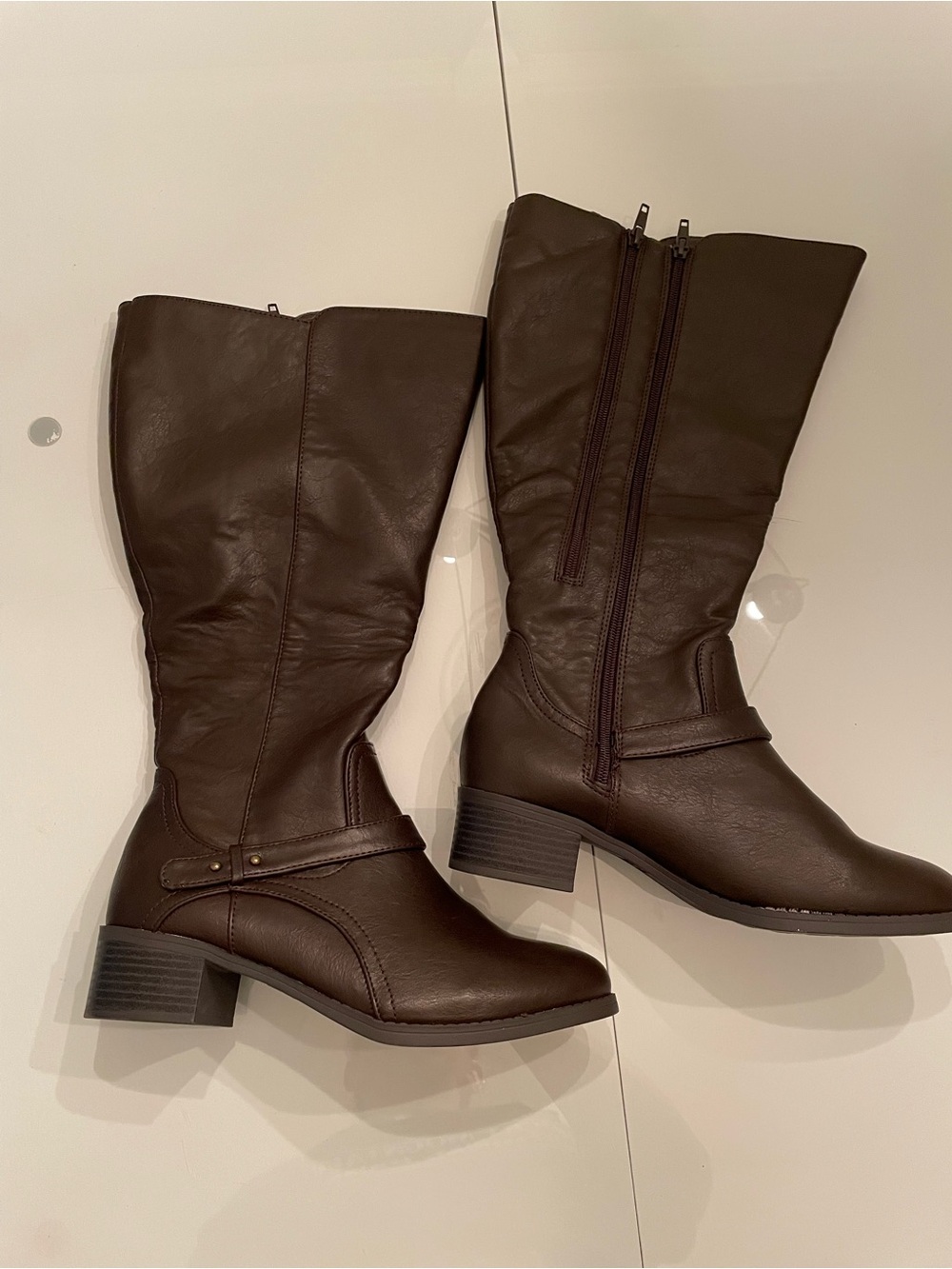 Women's Brown Mid-Calf Riding Boots wide calf